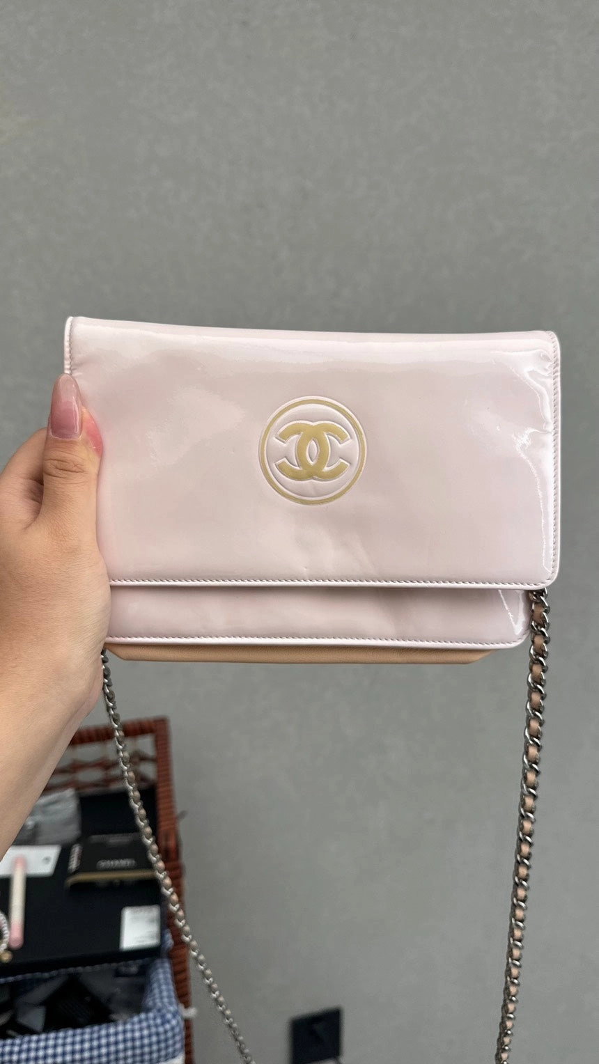 Chanel WOC Classic Light Pink Patent Leather Crossbody Bag
