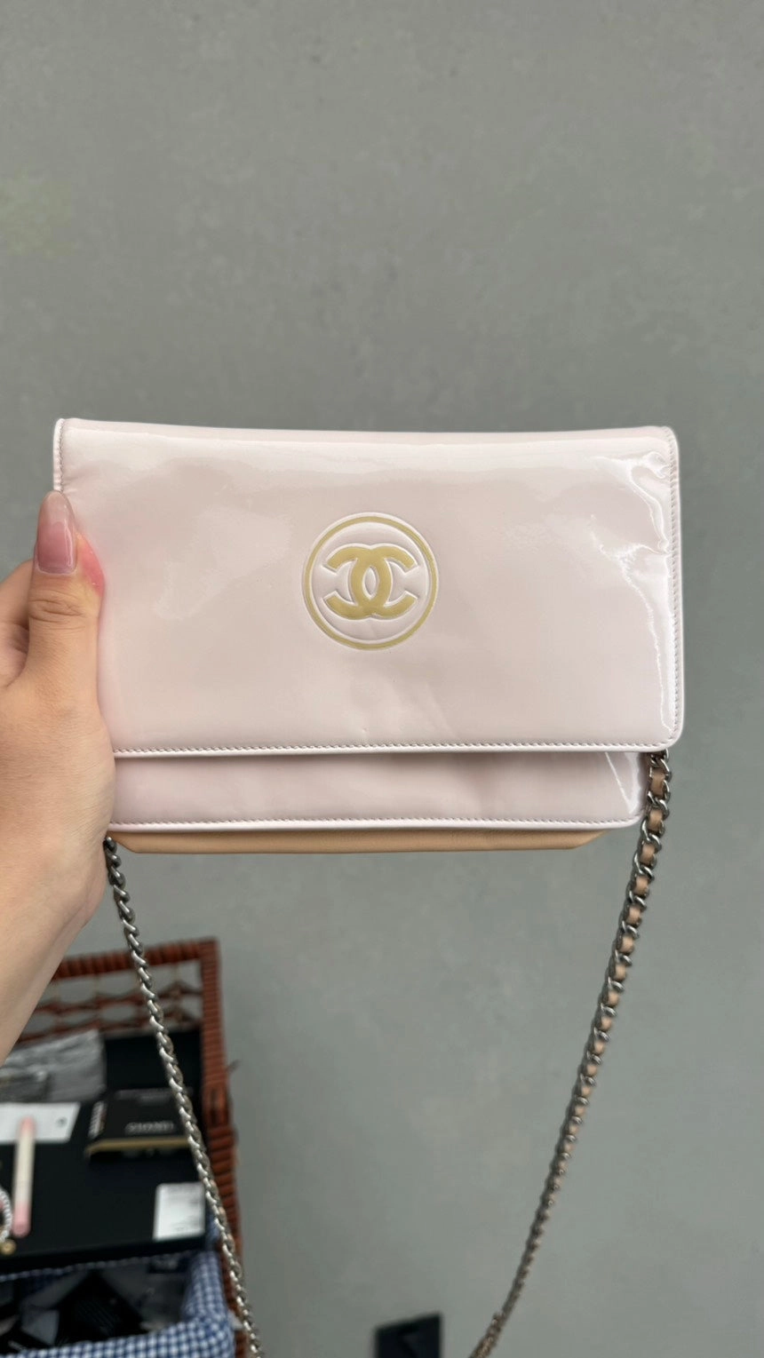 Chanel WOC Classic Light Pink Patent Leather Crossbody Bag
