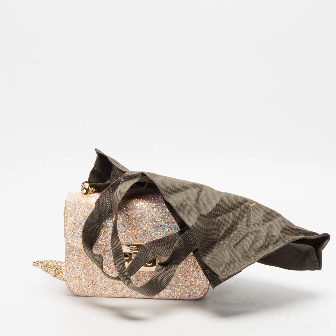 Charles & Keith Glittered Push-Lock Chain Crossbody Bag