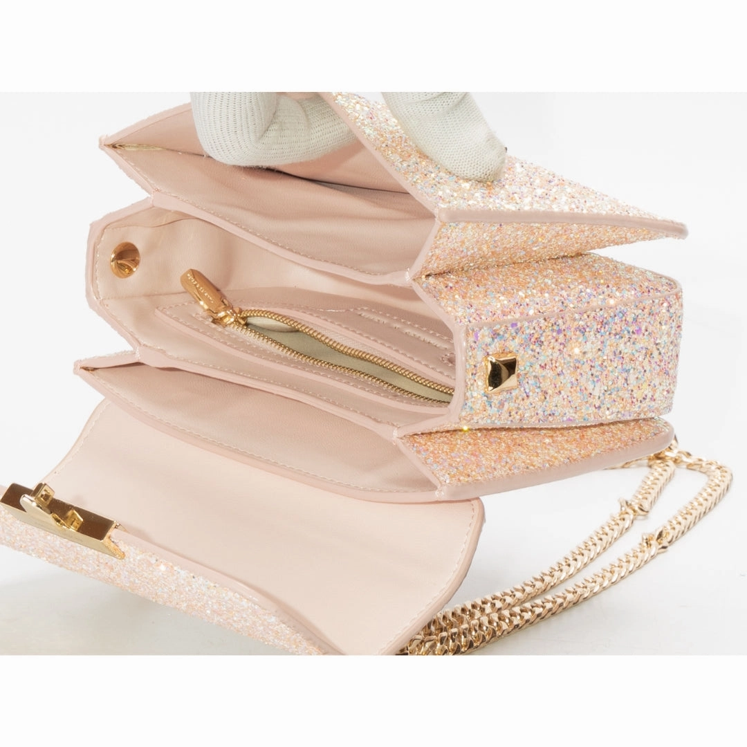 Charles & Keith Glittered Push-Lock Chain Crossbody Bag