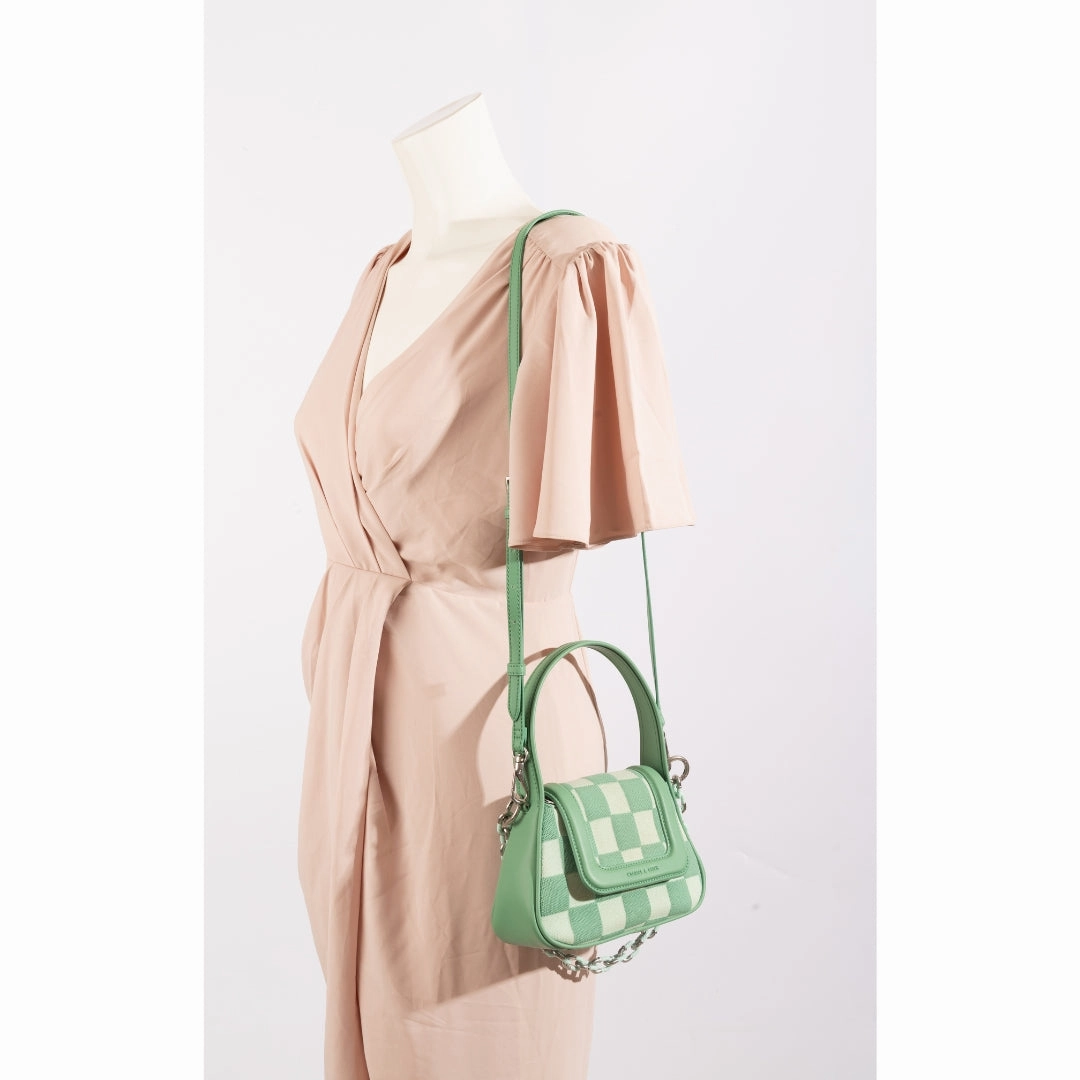 Charles & Keith Shiloh Checkerboard Top Handle Bag