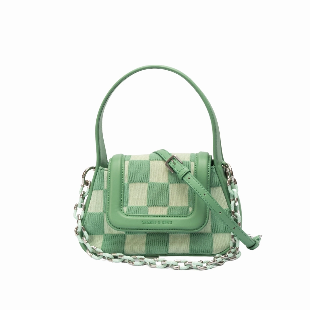 Charles & Keith Shiloh Checkerboard Top Handle Bag