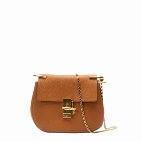 Chloe Brown Leather Drew Crossbody Bag