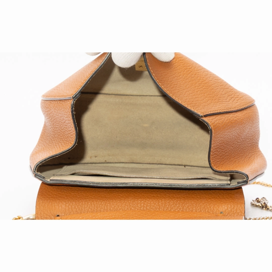 Chloe Brown Leather Drew Crossbody Bag