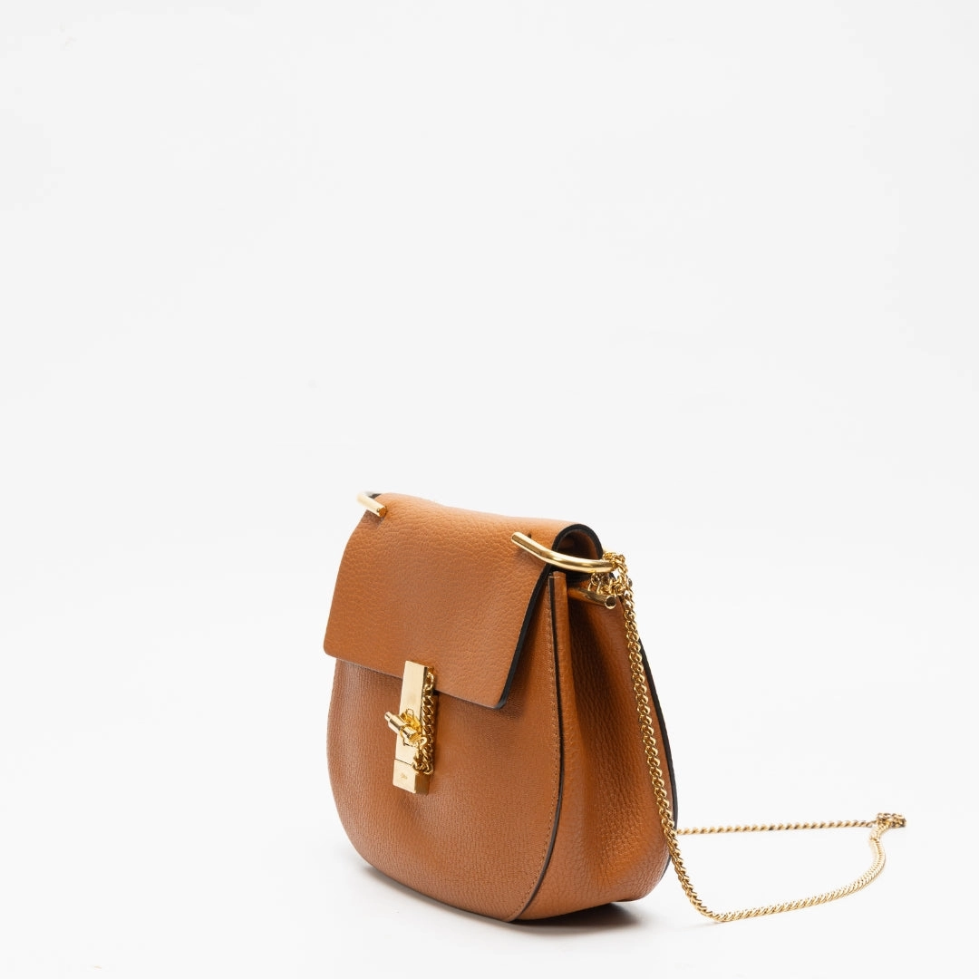 Chloe Brown Leather Drew Crossbody Bag