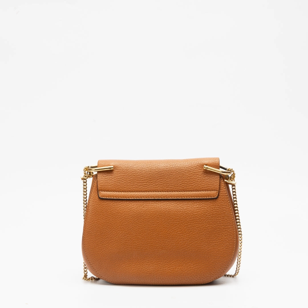 Chloe Brown Leather Drew Crossbody Bag