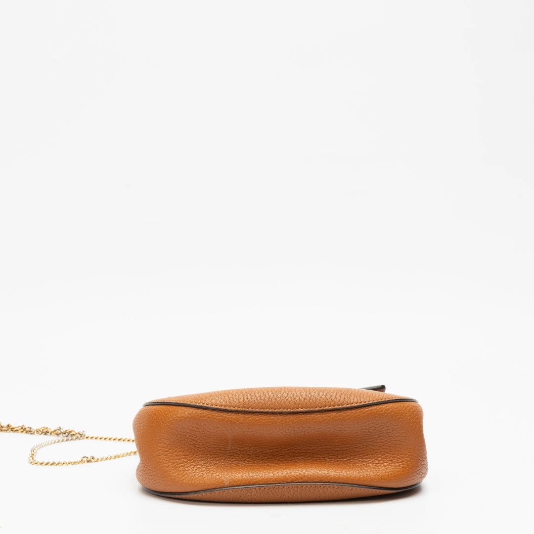 Chloe Brown Leather Drew Crossbody Bag