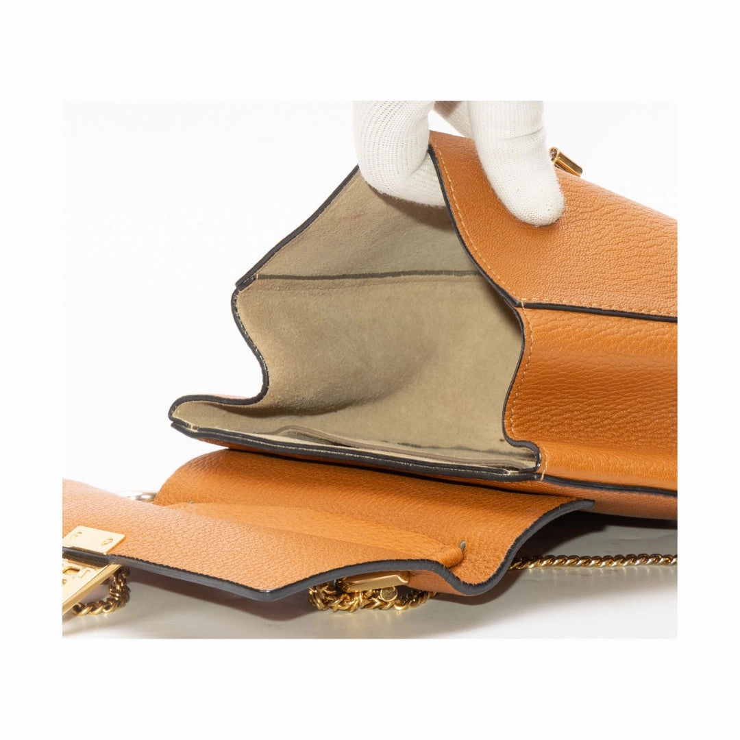 Chloe Brown Leather Drew Crossbody Bag