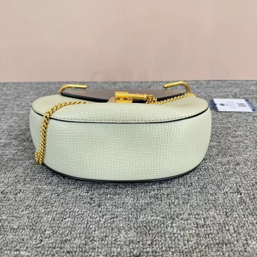 Chloe Drew Gray Green Leather Shoulder Bag Medium