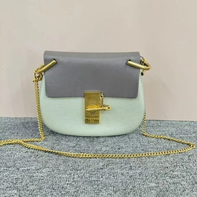 Chloe Drew Gray Green Leather Shoulder Bag Medium
