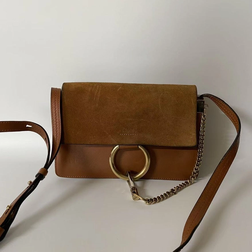 Chloe Faye Suede and Leather Brown Crossbody Bag