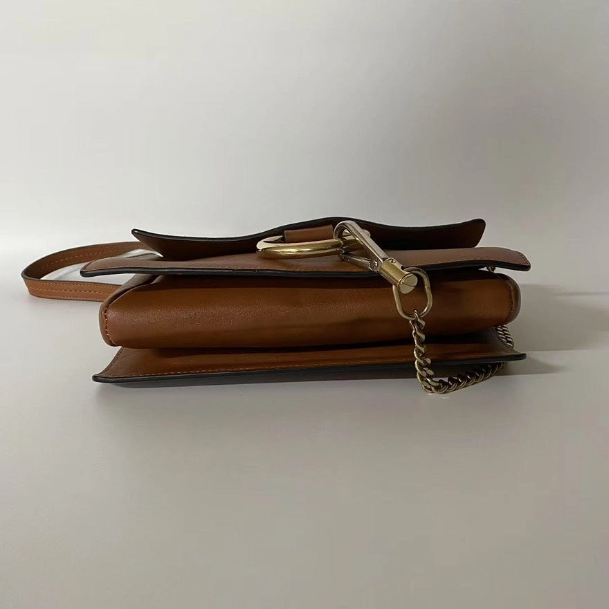 Chloe Faye Suede and Leather Brown Crossbody Bag