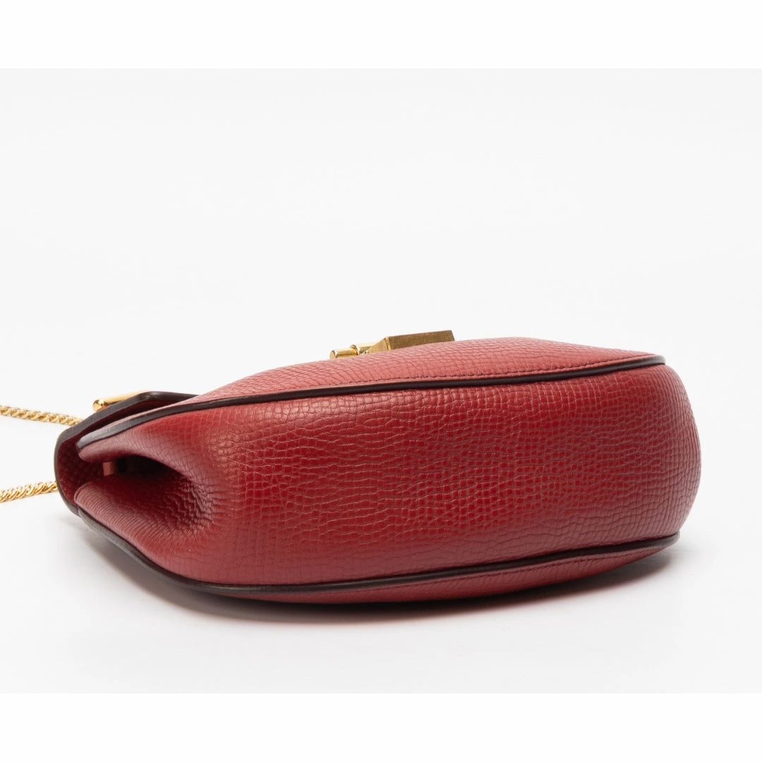 Chloe Red Leather Drew Crossbody Bag
