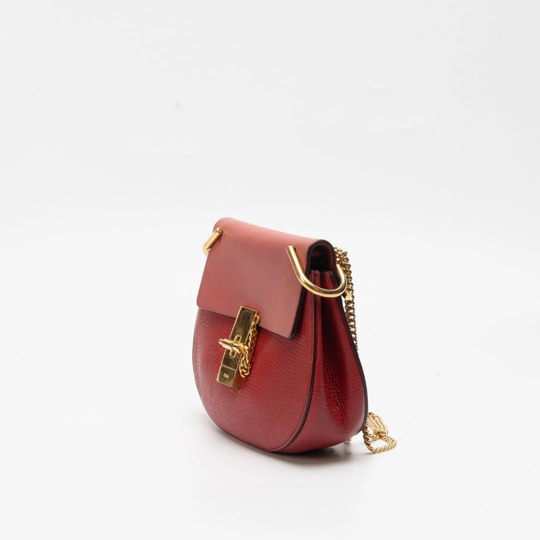 Chloe Red Leather Drew Crossbody Bag