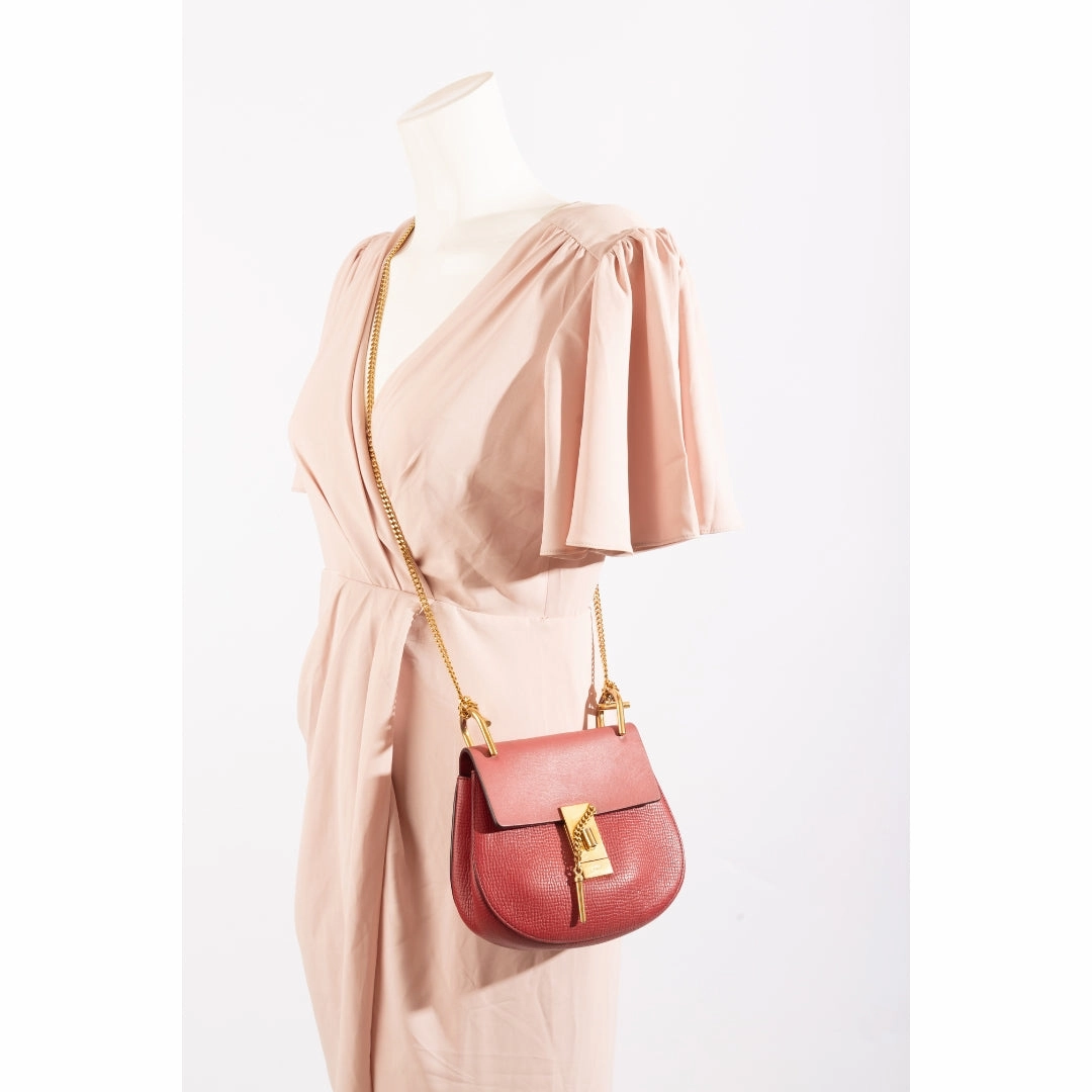Chloe Red Leather Drew Crossbody Bag
