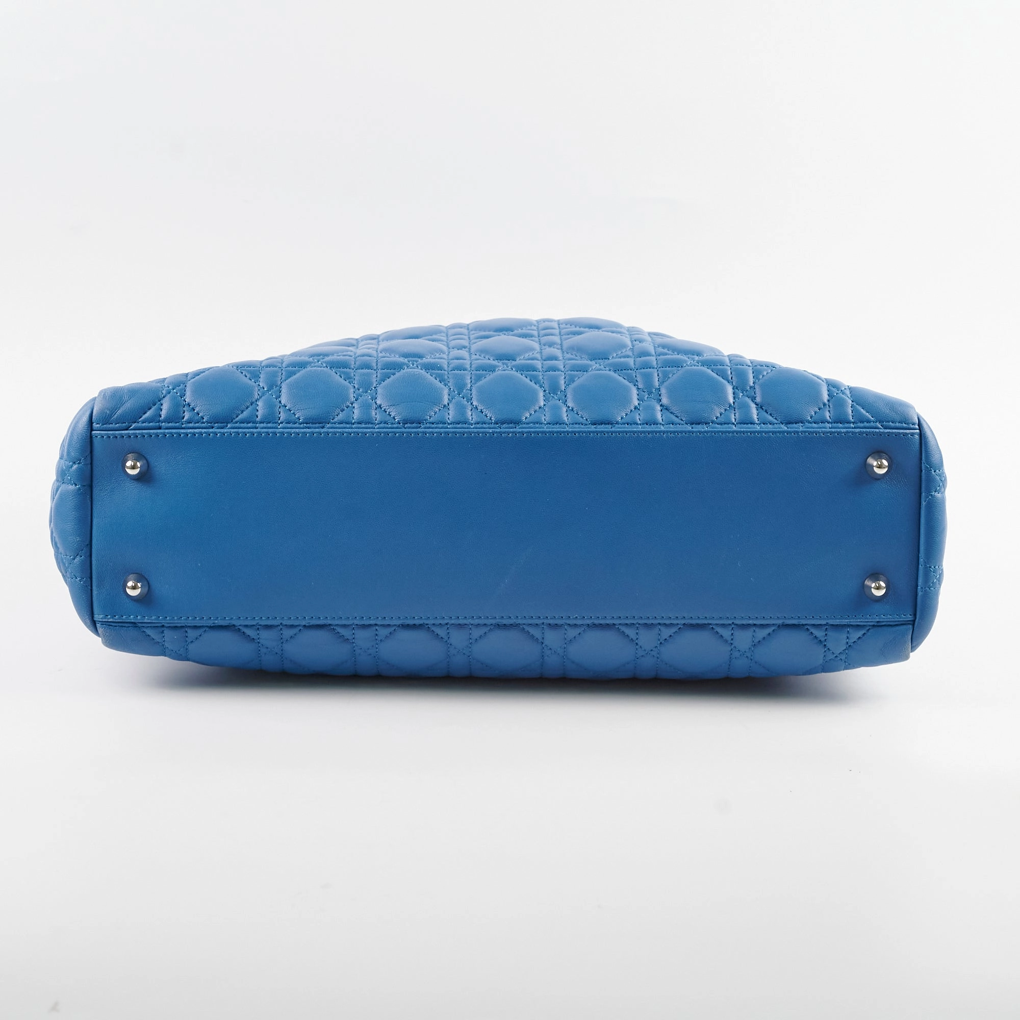 Christian Dior Cannage Leather Shopping Tote Blue