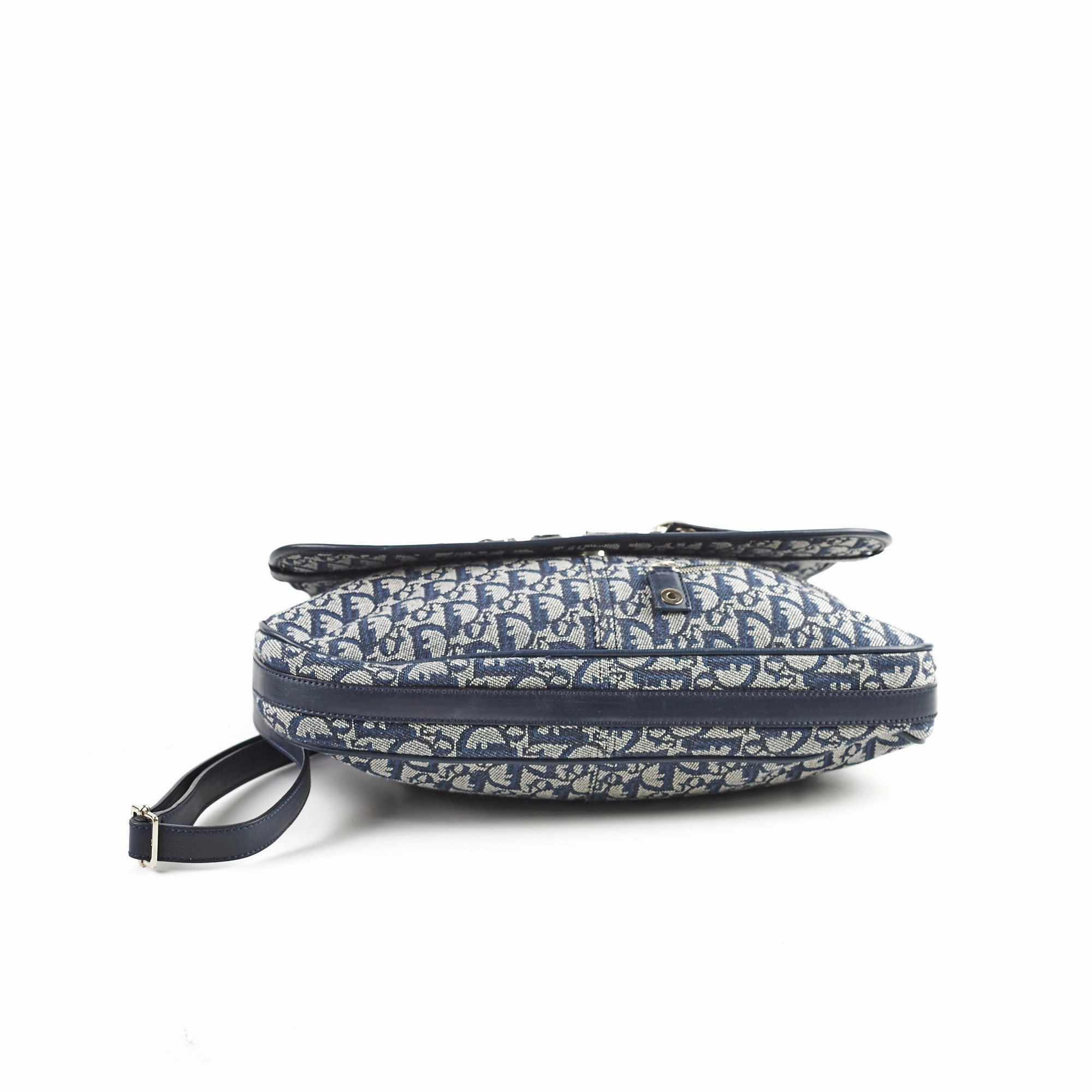 Christian Dior Canvas Vintage Navy Oblique Flap Side Carry 2004