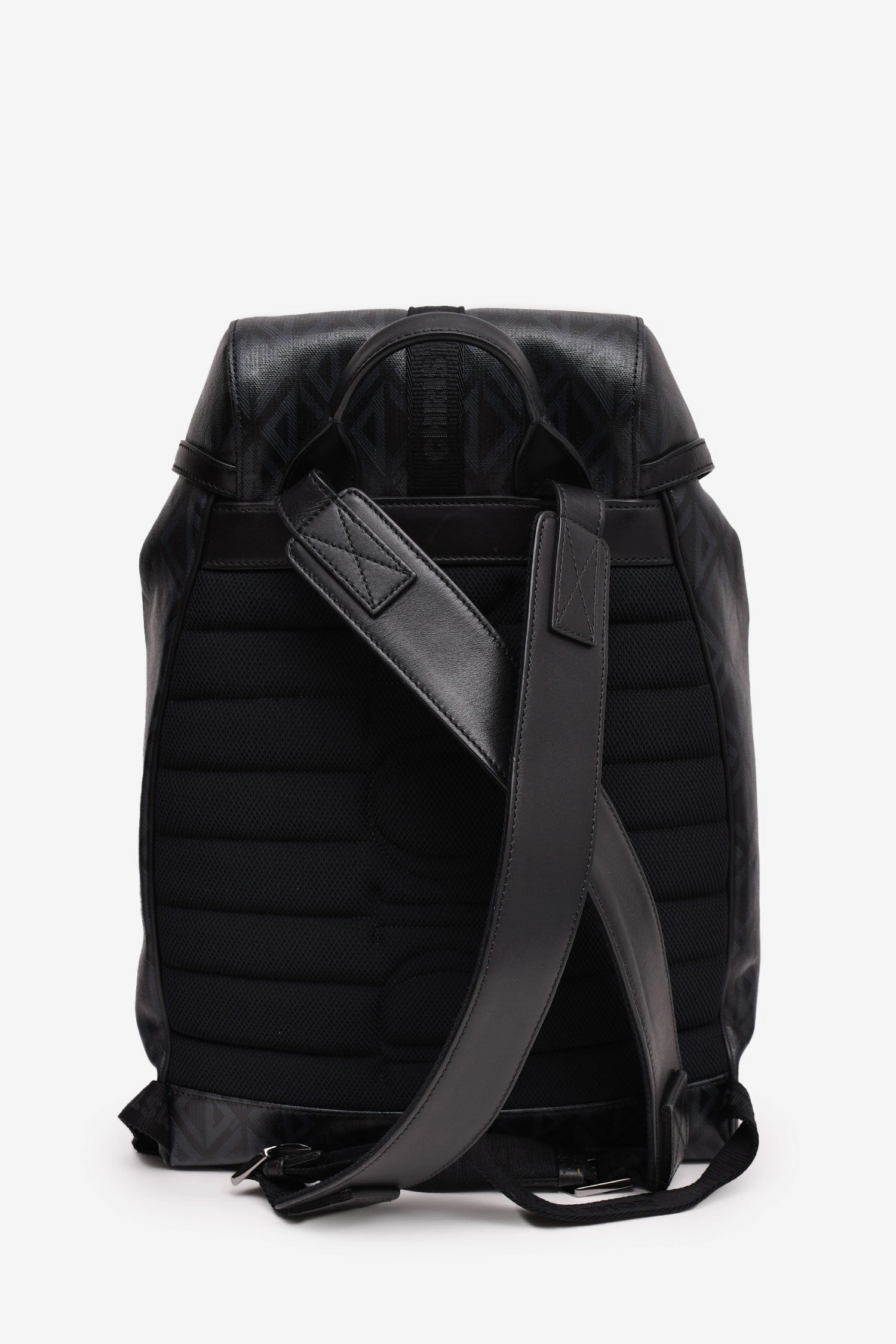 Christian Dior Homme Black Coated Canvas/Leather CD Diamond Print 'Hit The Road' Backpack