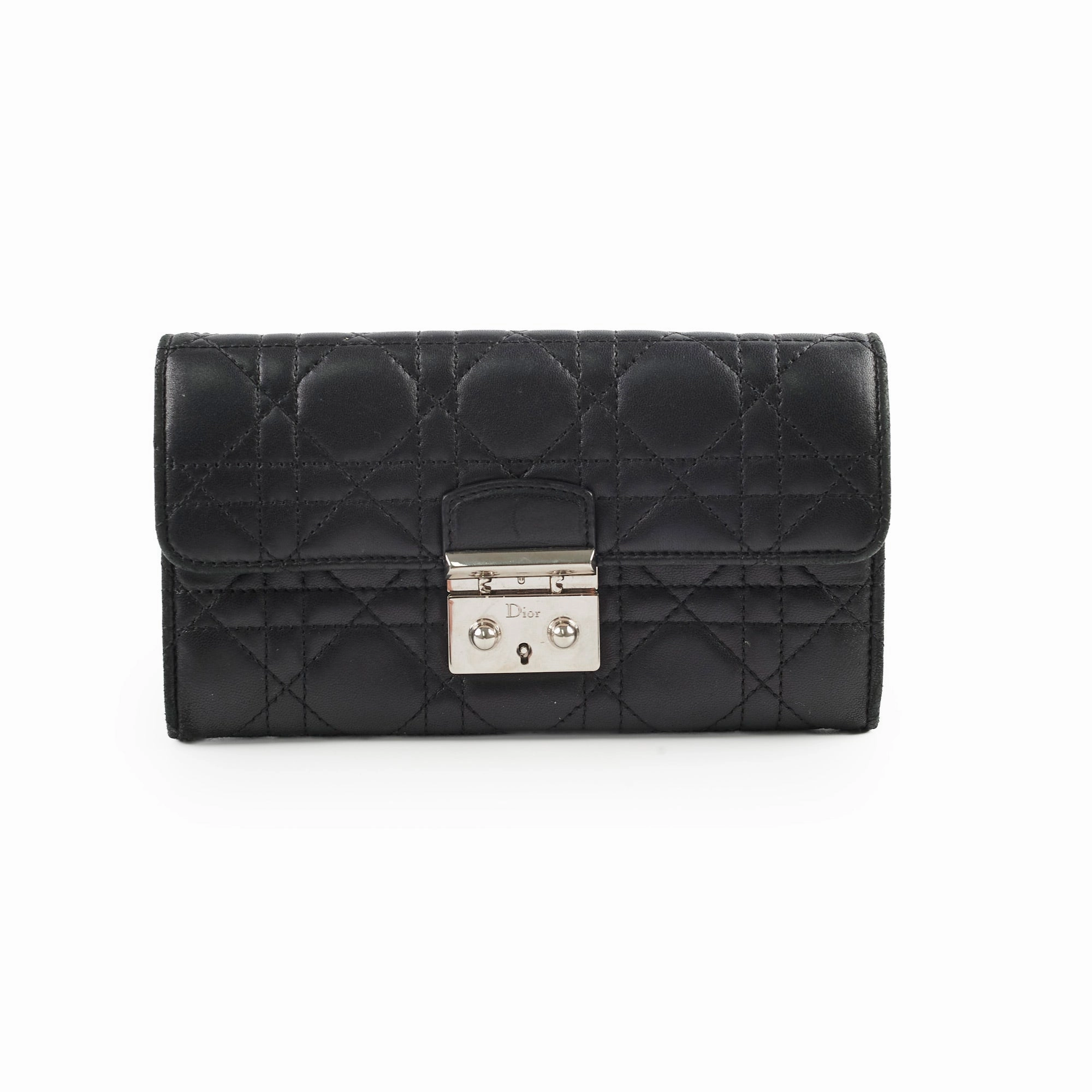 Christian Dior Lambskin Long Wallet On Chain WOC Black