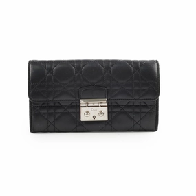 Christian Dior Lambskin Long Wallet On Chain WOC Black