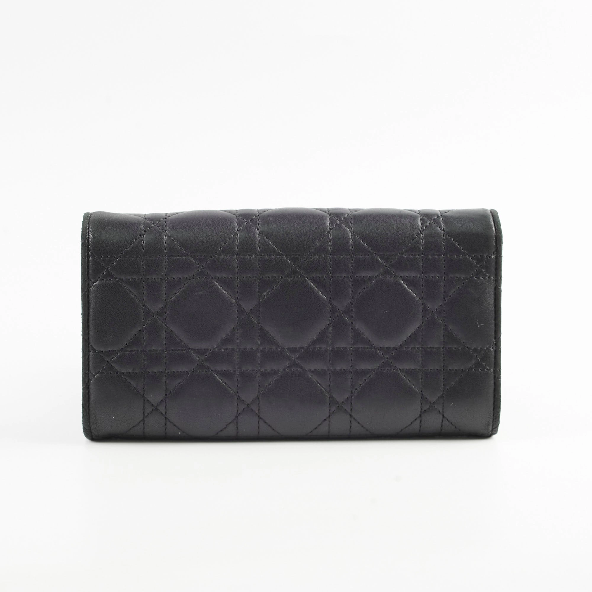 Christian Dior Lambskin Long Wallet On Chain WOC Black
