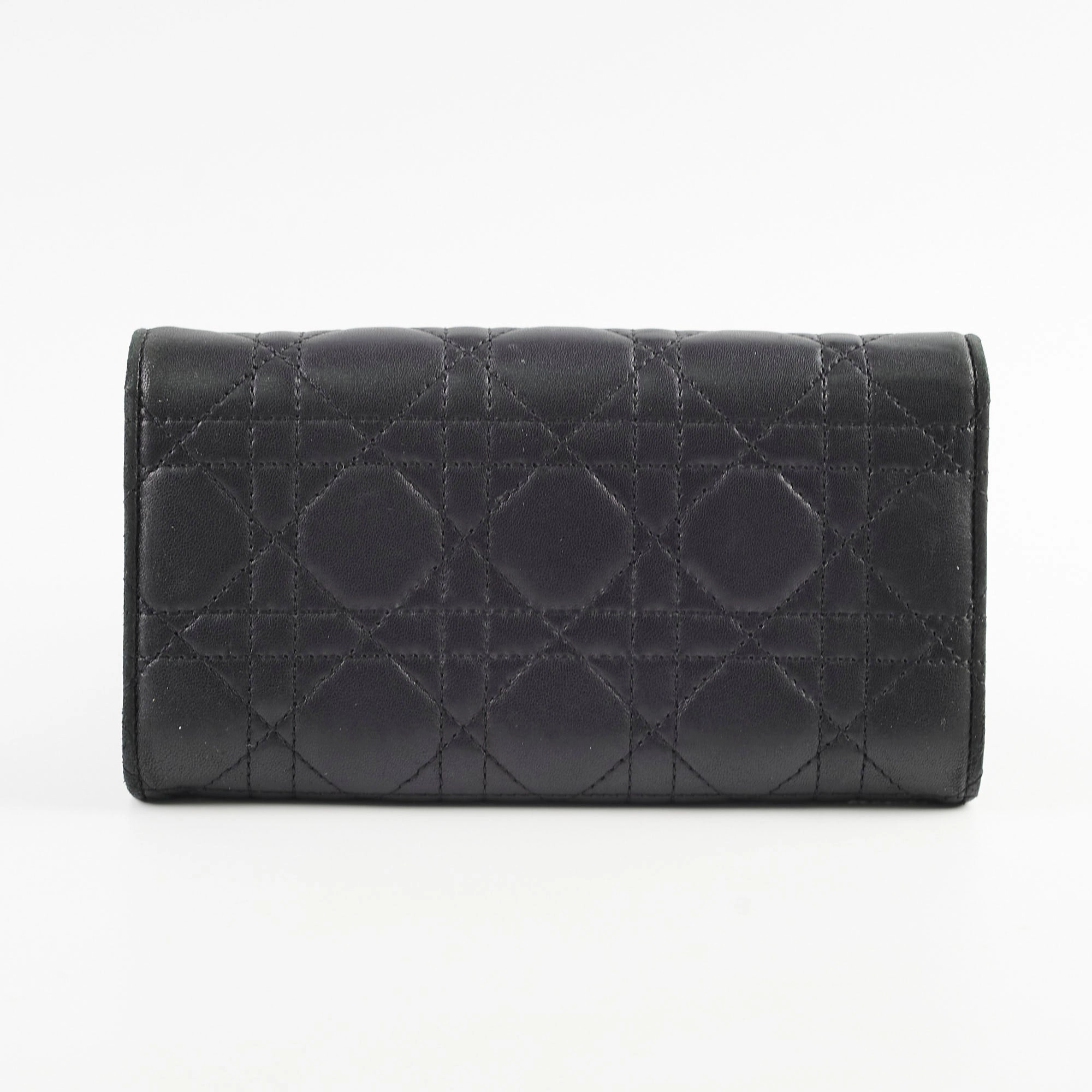 Christian Dior Lambskin Long Wallet On Chain WOC Black