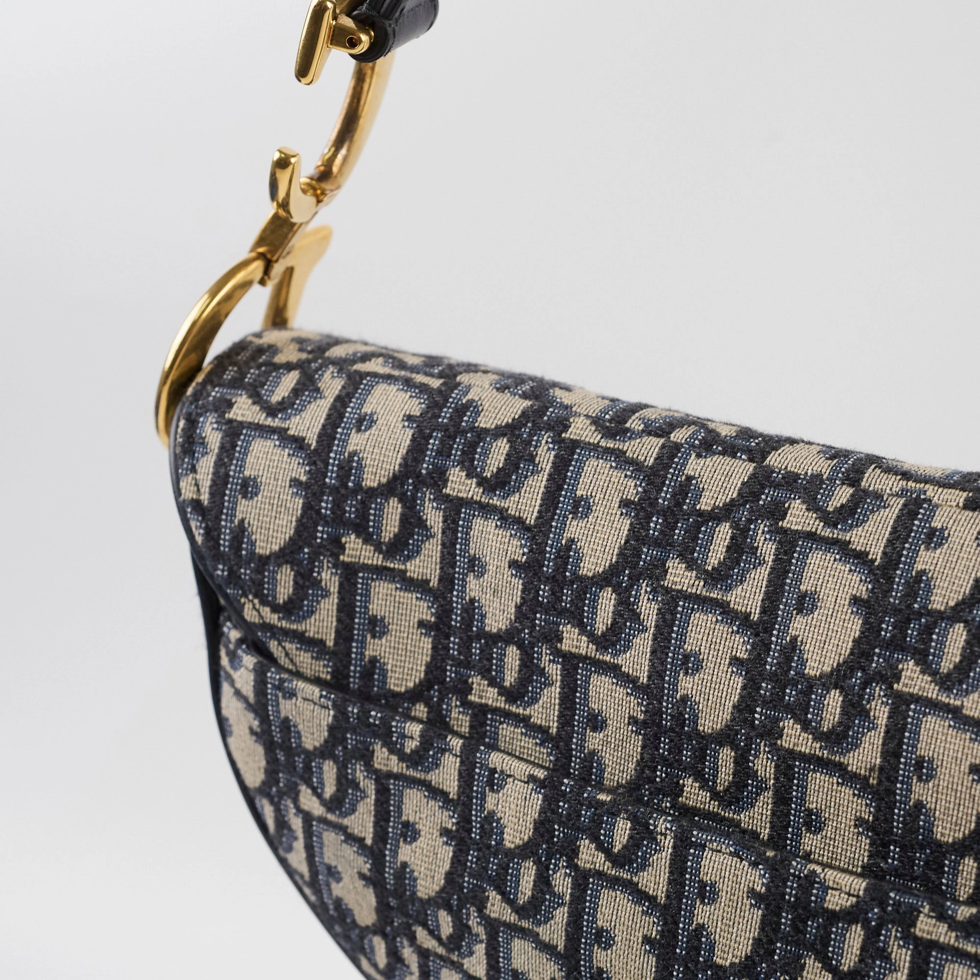 Christian Dior Medium Oblique Saddle Bag Navy