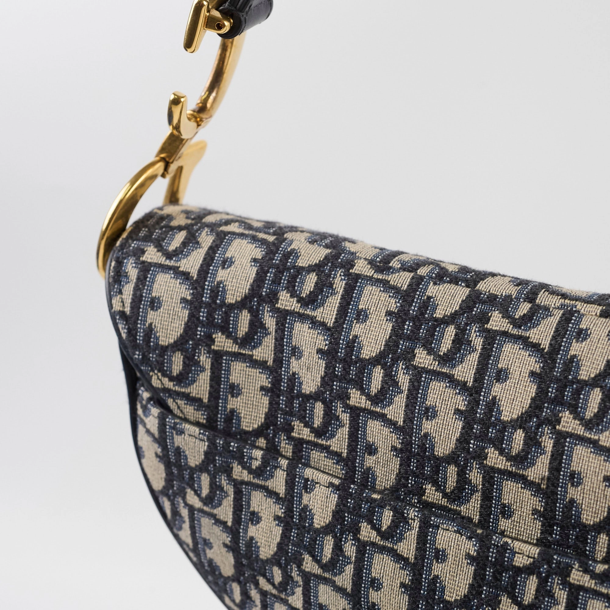 Christian Dior Medium Oblique Saddle Bag Navy
