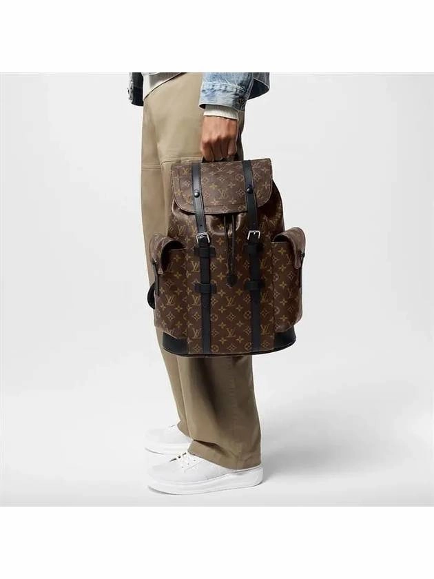 Christopher MM Monogram Macassar Canvas Backpack Brown