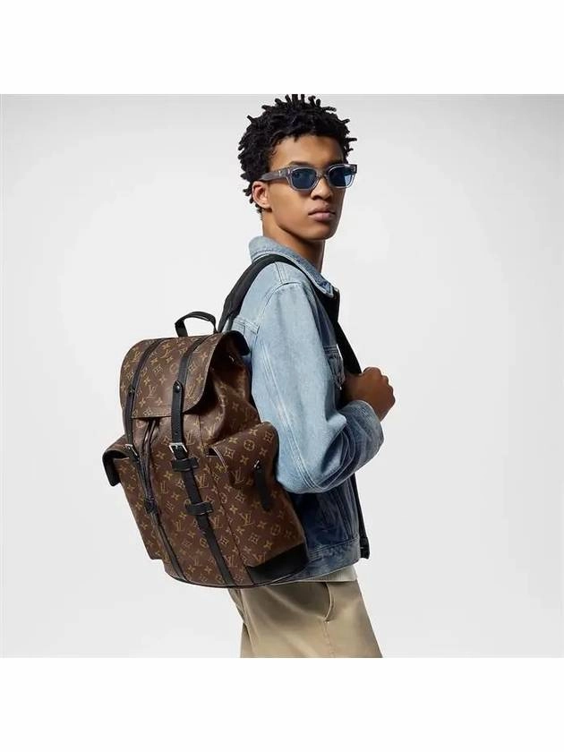Christopher MM Monogram Macassar Canvas Backpack Brown
