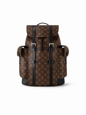 Christopher MM Monogram Macassar Canvas Backpack Brown