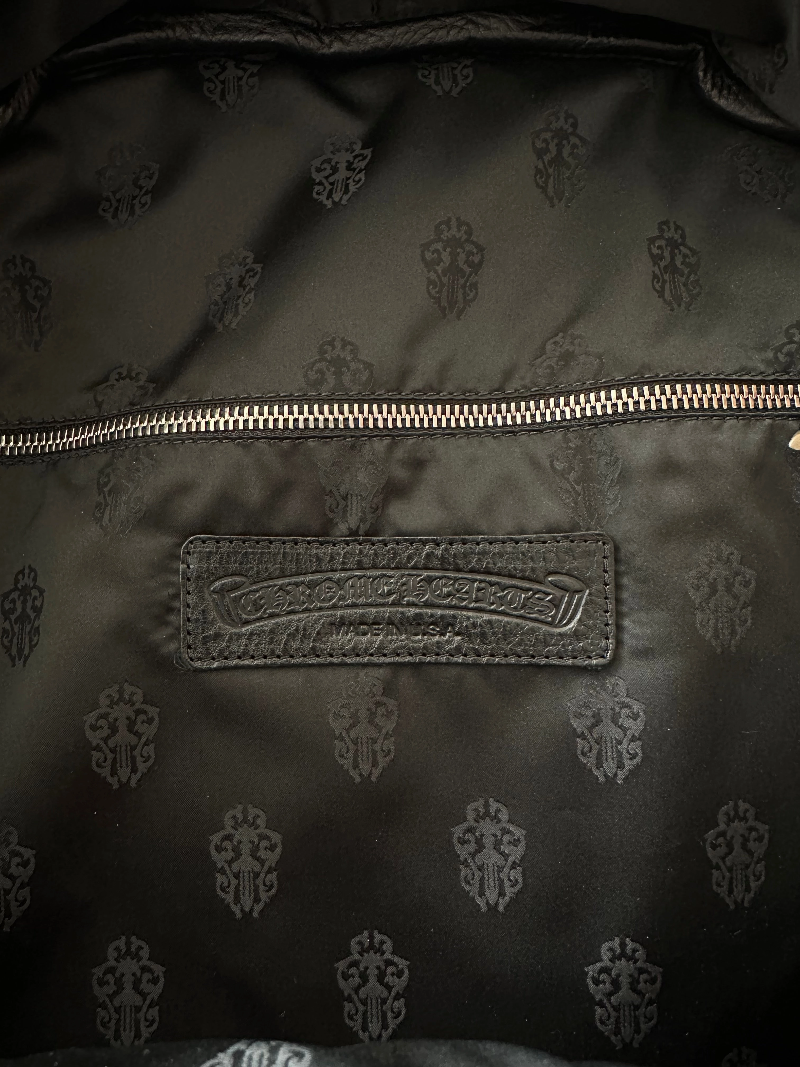 Chrome Hearts Black Multicolor Cross Patch Leather Backpack
