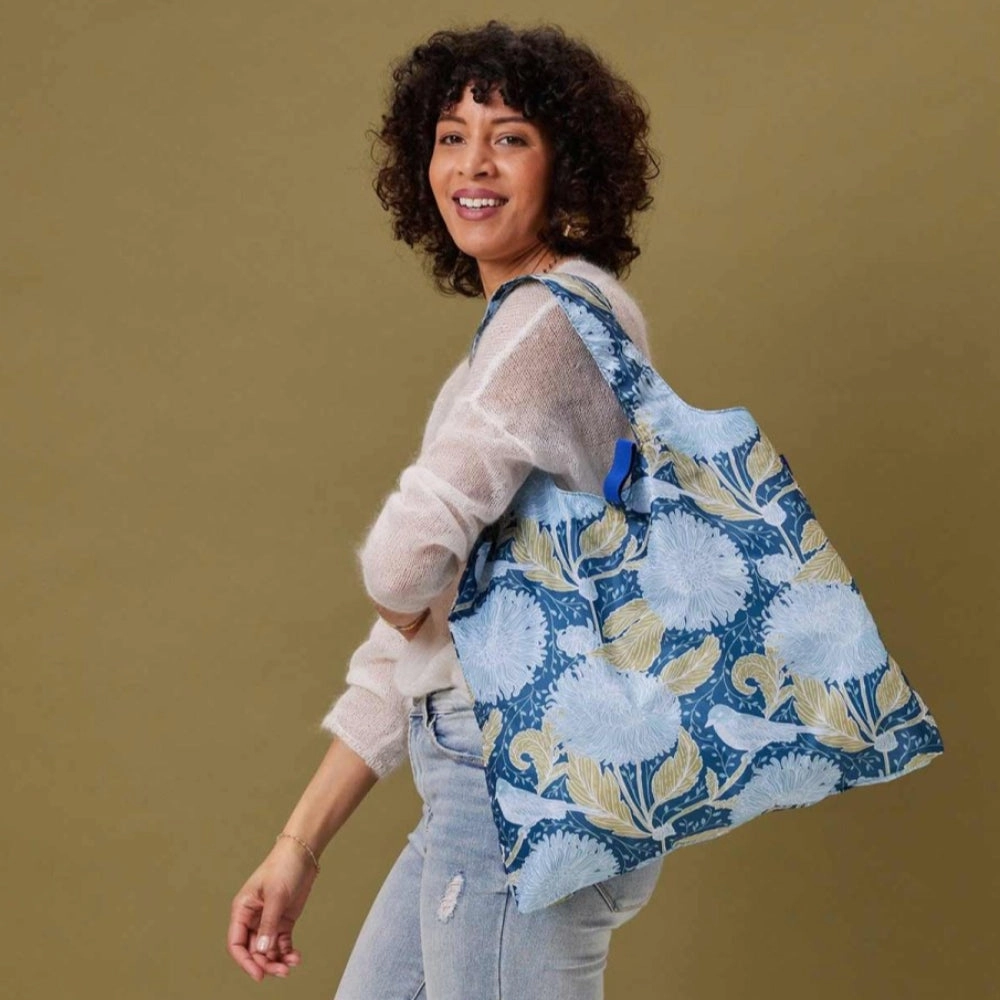 Chrysanthemum blu Reusable Shopping Bag