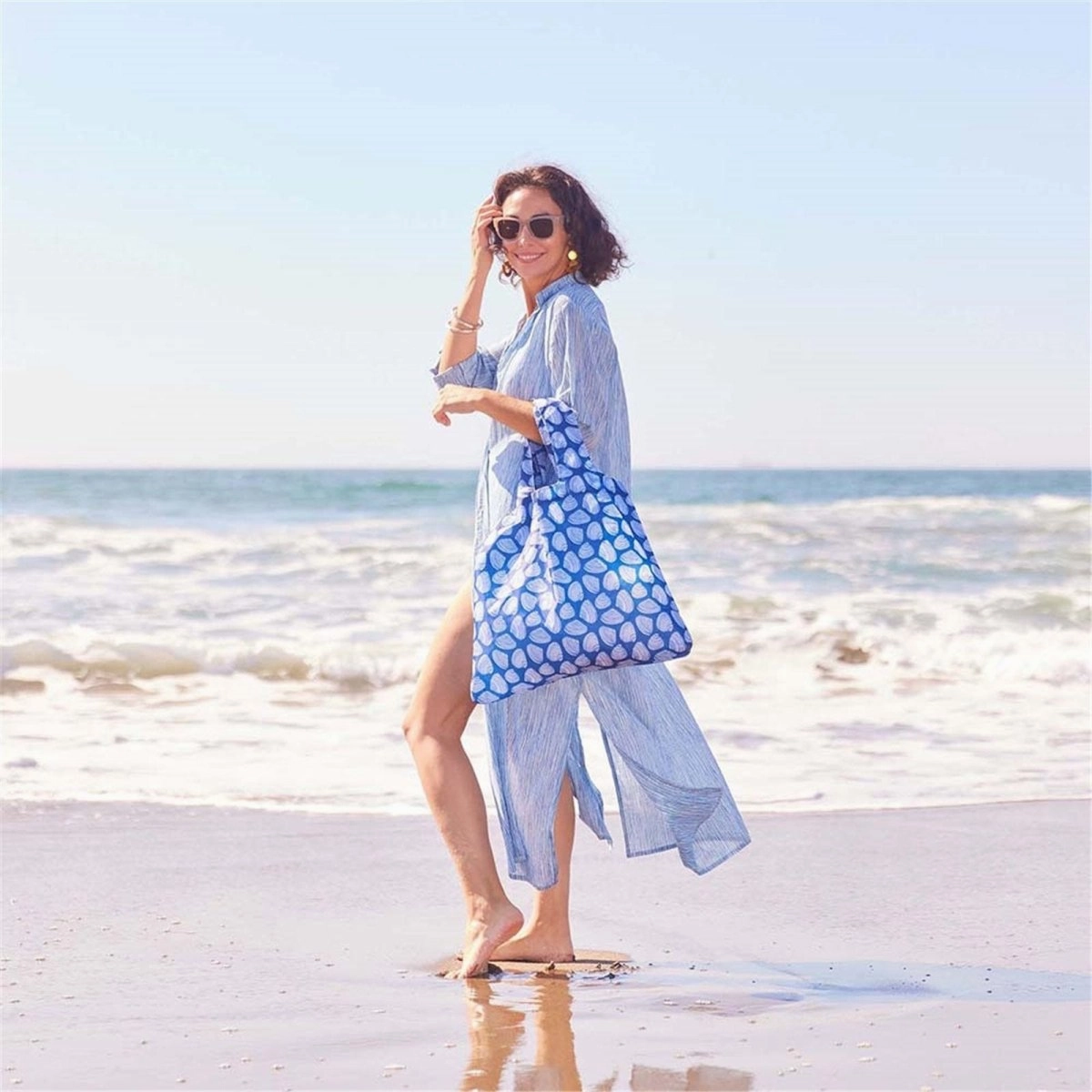 Clamshells Navy blu Reusable Shopping Bag-Machine washable