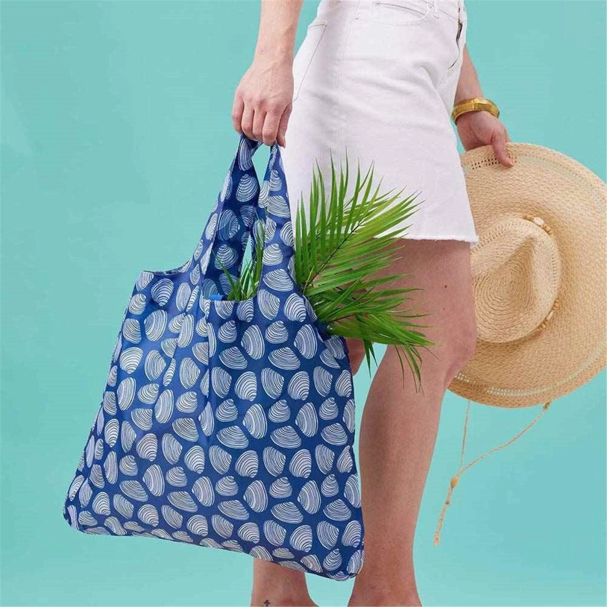 Clamshells Navy blu Reusable Shopping Bag-Machine washable