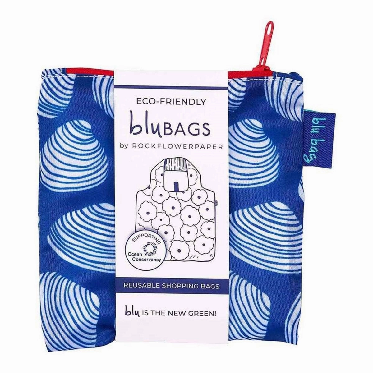 Clamshells Navy blu Reusable Shopping Bag-Machine washable