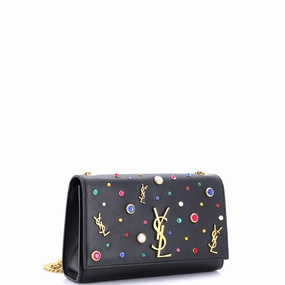 Classic Monogram Crossbody Bag Embellished Leather Medium