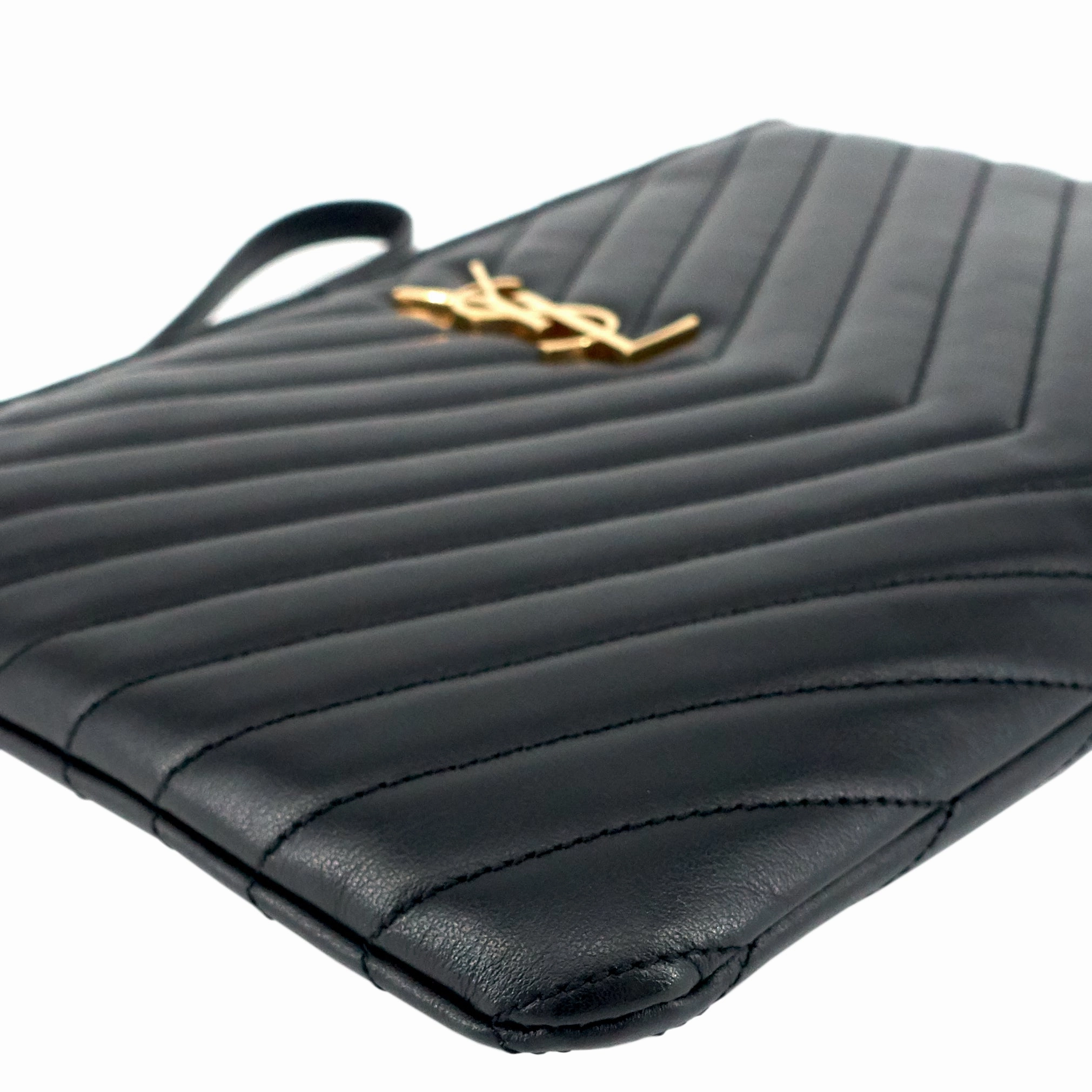 Classic Monogram Large Matellas Chevron Leather Wristlet Bag