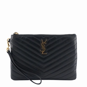 Classic Monogram Large Matellas Chevron Leather Wristlet Bag