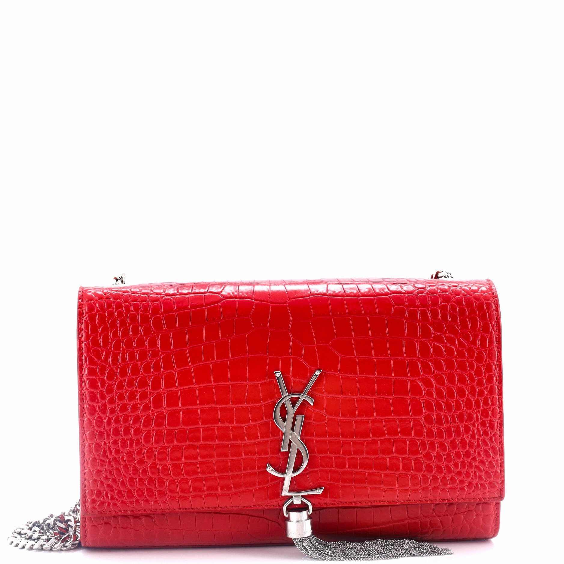 Classic Monogram Tassel Crossbody Bag Crocodile Embossed Leather Medium