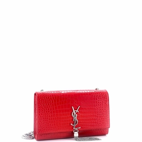 Classic Monogram Tassel Crossbody Bag Crocodile Embossed Leather Medium