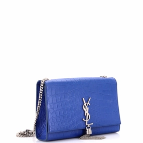 Classic Monogram Tassel Crossbody Bag Crocodile Embossed Leather Medium