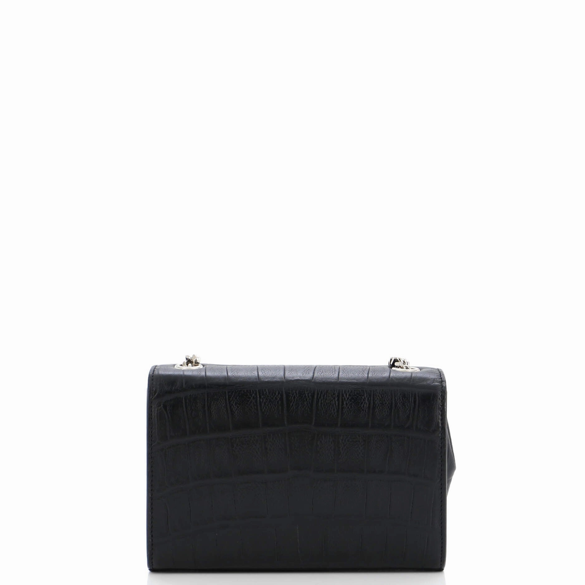 Classic Monogram Tassel Crossbody Bag Crocodile Embossed Leather Small