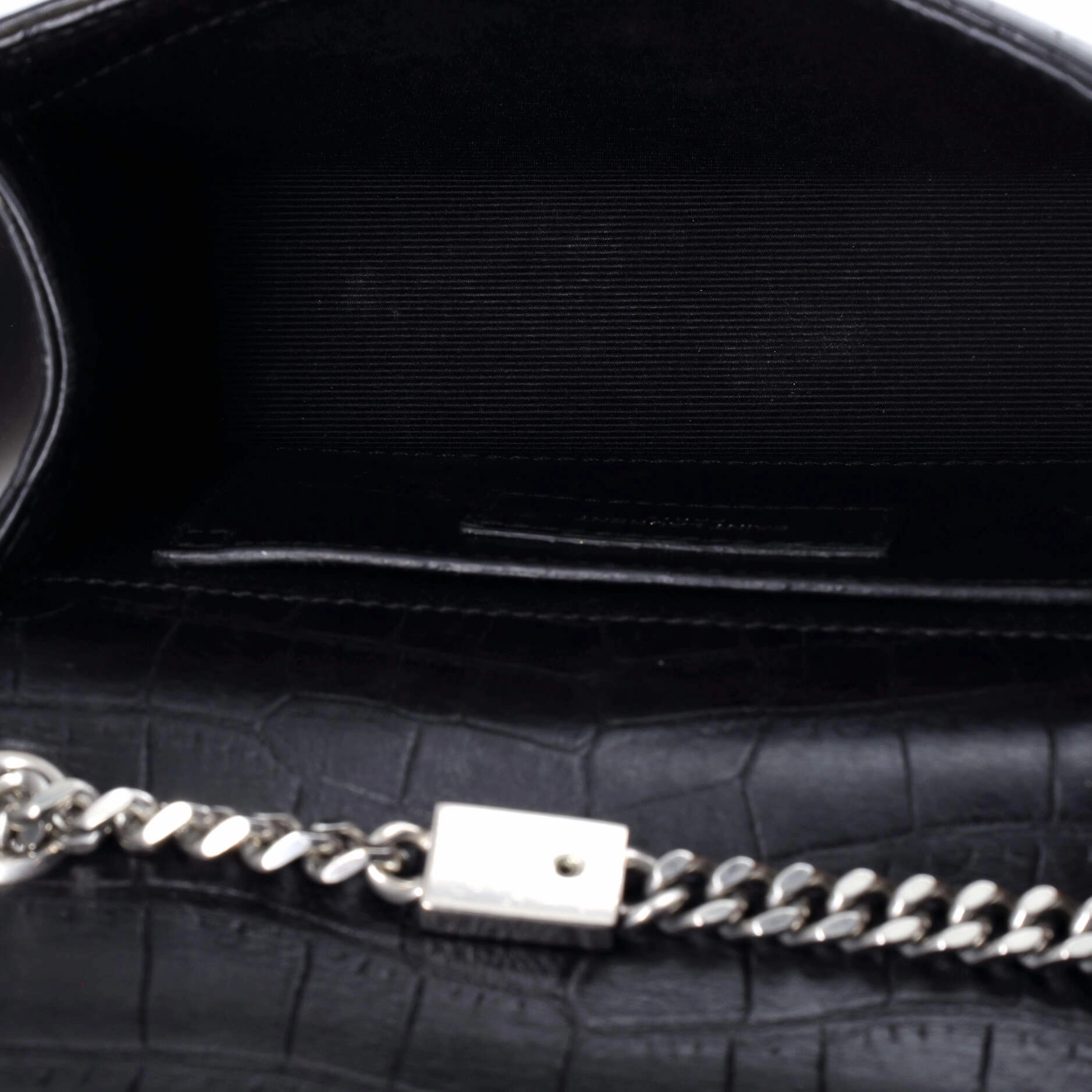 Classic Monogram Tassel Crossbody Bag Crocodile Embossed Leather Small