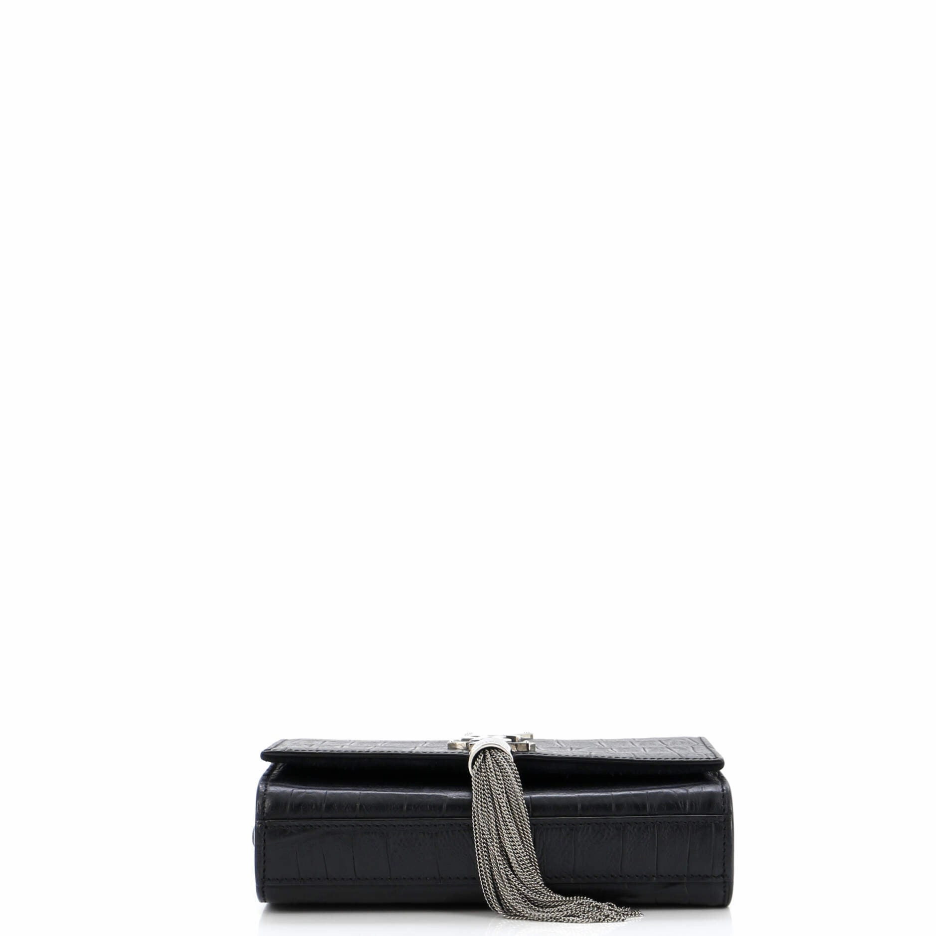 Classic Monogram Tassel Crossbody Bag Crocodile Embossed Leather Small