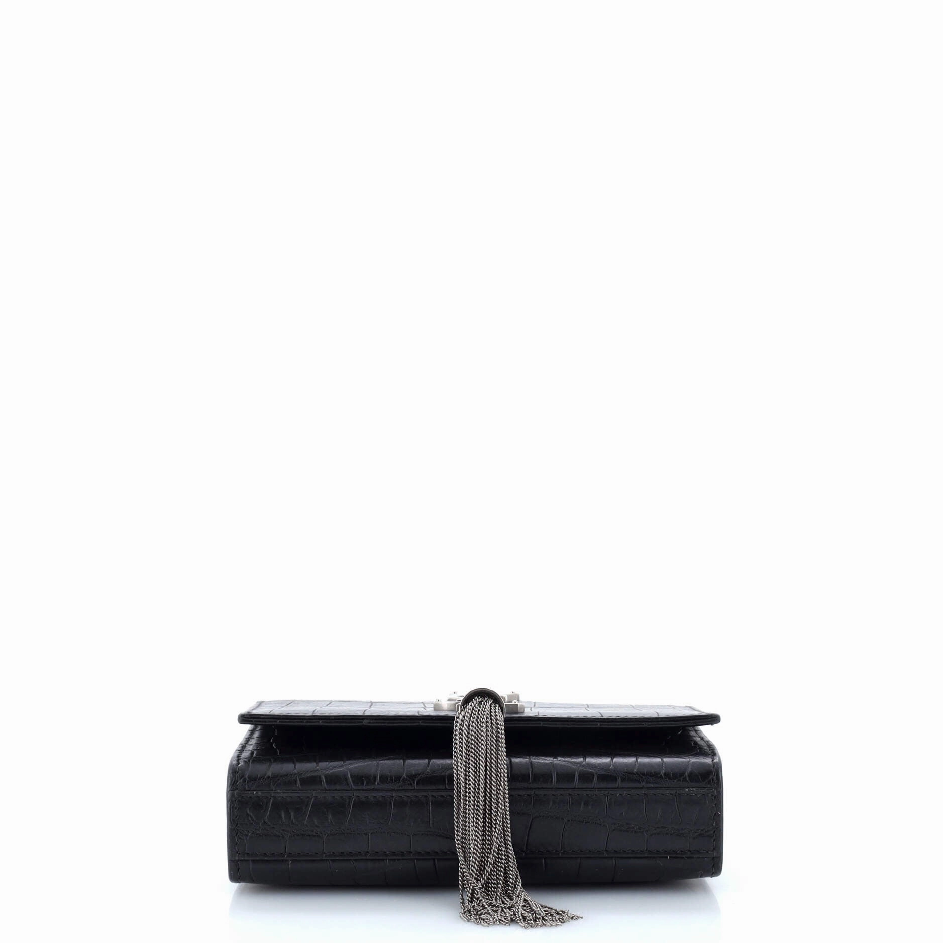 Classic Monogram Tassel Crossbody Bag Crocodile Embossed Leather Small