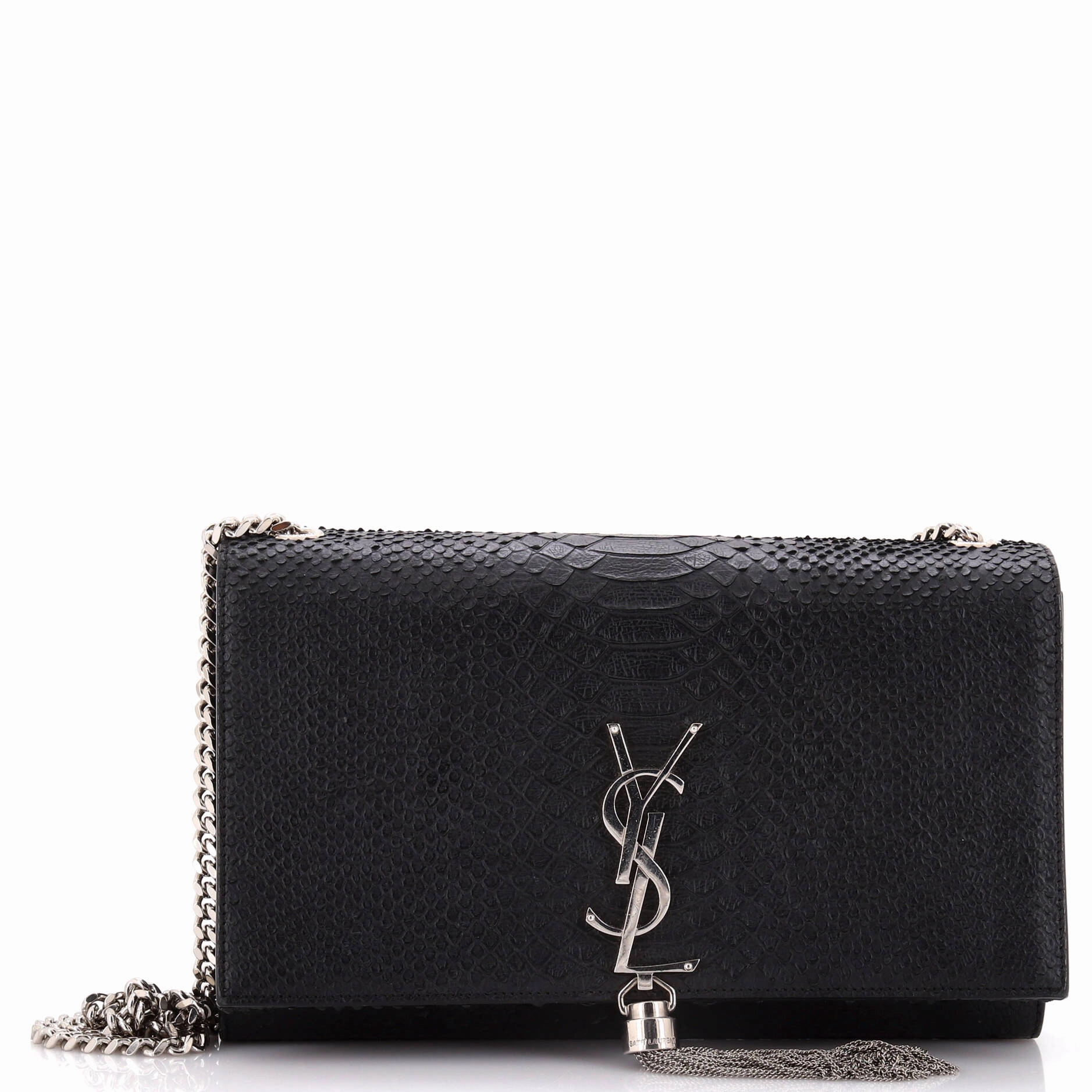 Classic Monogram Tassel Crossbody Bag Python Embossed Leather Medium
