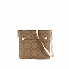 Coach Beige Signature Coated Canvas and Leather Rowan Messenger Bag