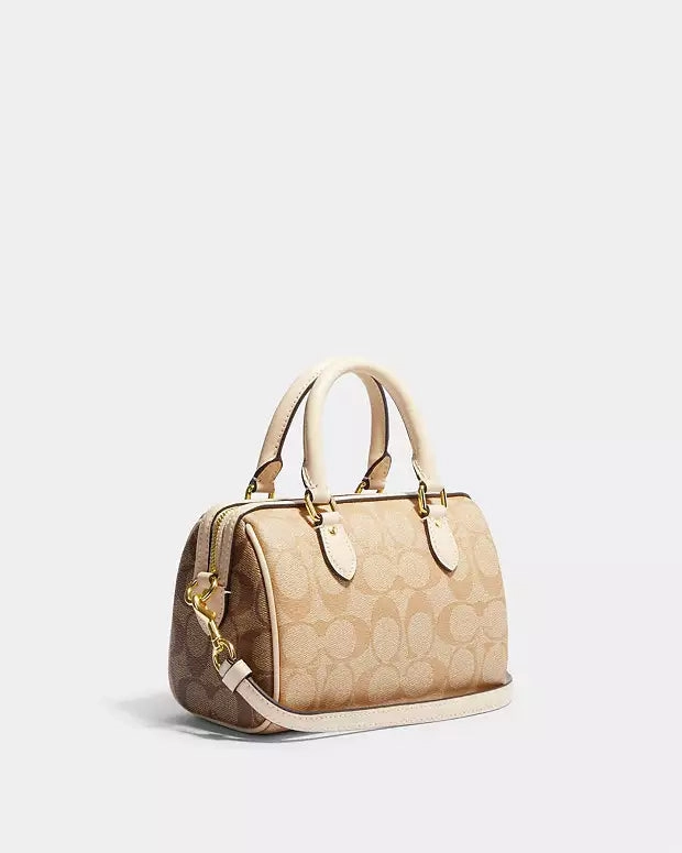 Coach Mini Rowan Satchel In Blocked Signature Canvas