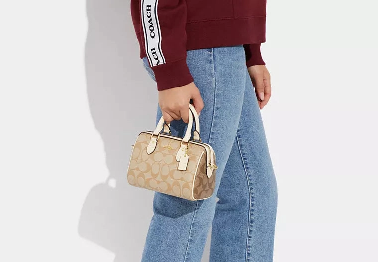 Coach Mini Rowan Satchel In Blocked Signature Canvas